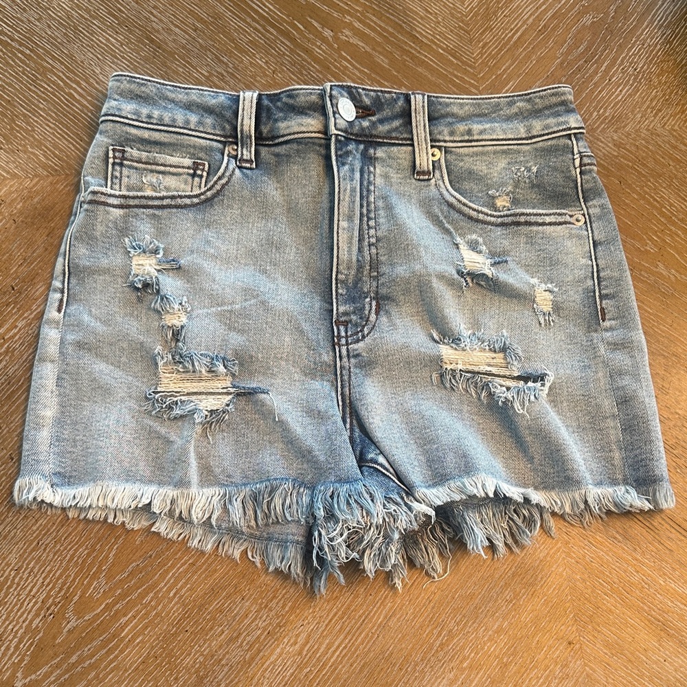 Sneak Peek Light Blue Distressed Jean Shorts